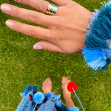 Colorful Enamel star Rings and Bands in Sterling Silver gold plated (as pictured) | star enamel ring | enamel stack ring