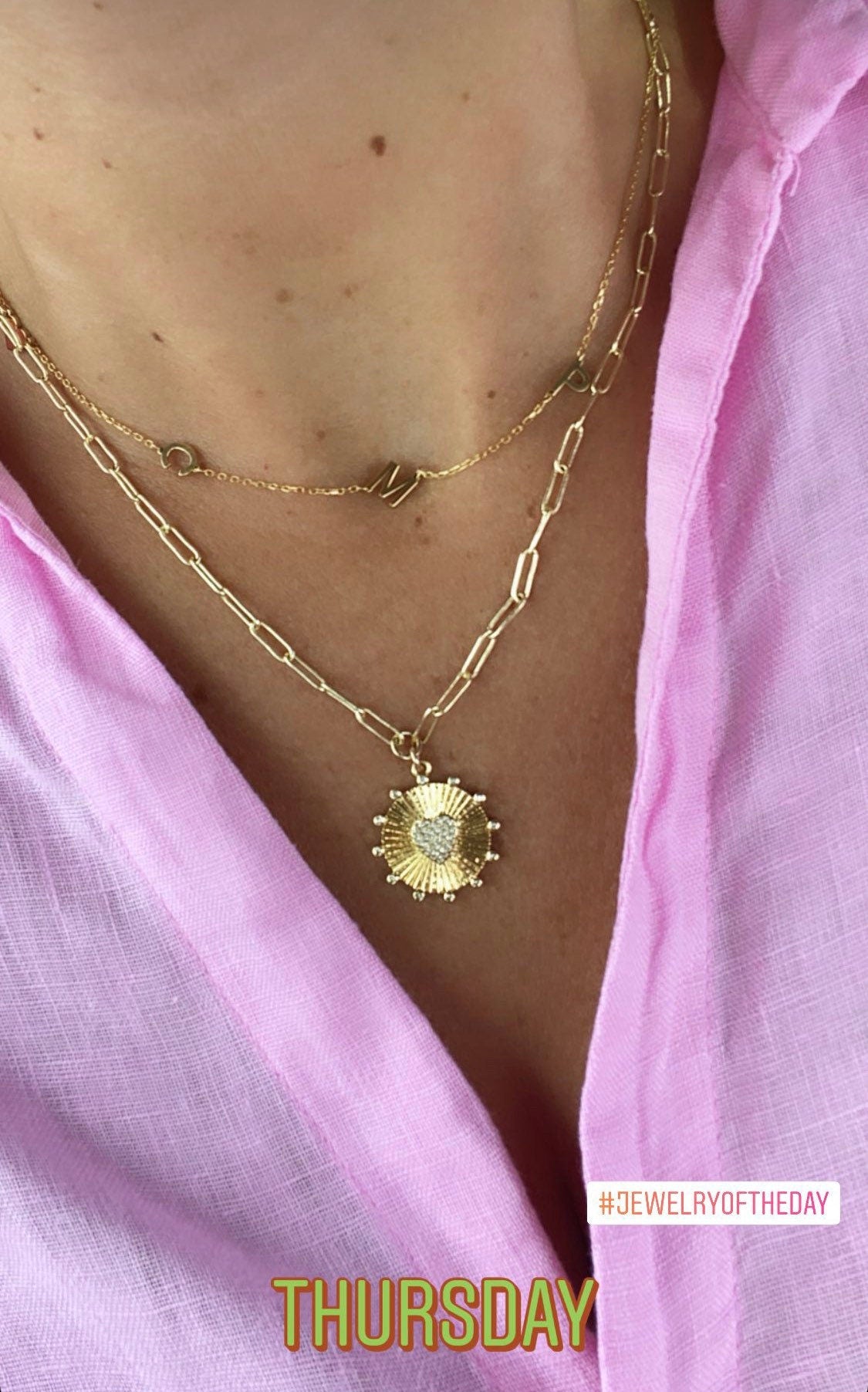 Sideways initial / letter necklace. 1 2 3 4 5 initials | Sterling Silver 14K Gold Plated | asymmetrical Personalized initial necklace