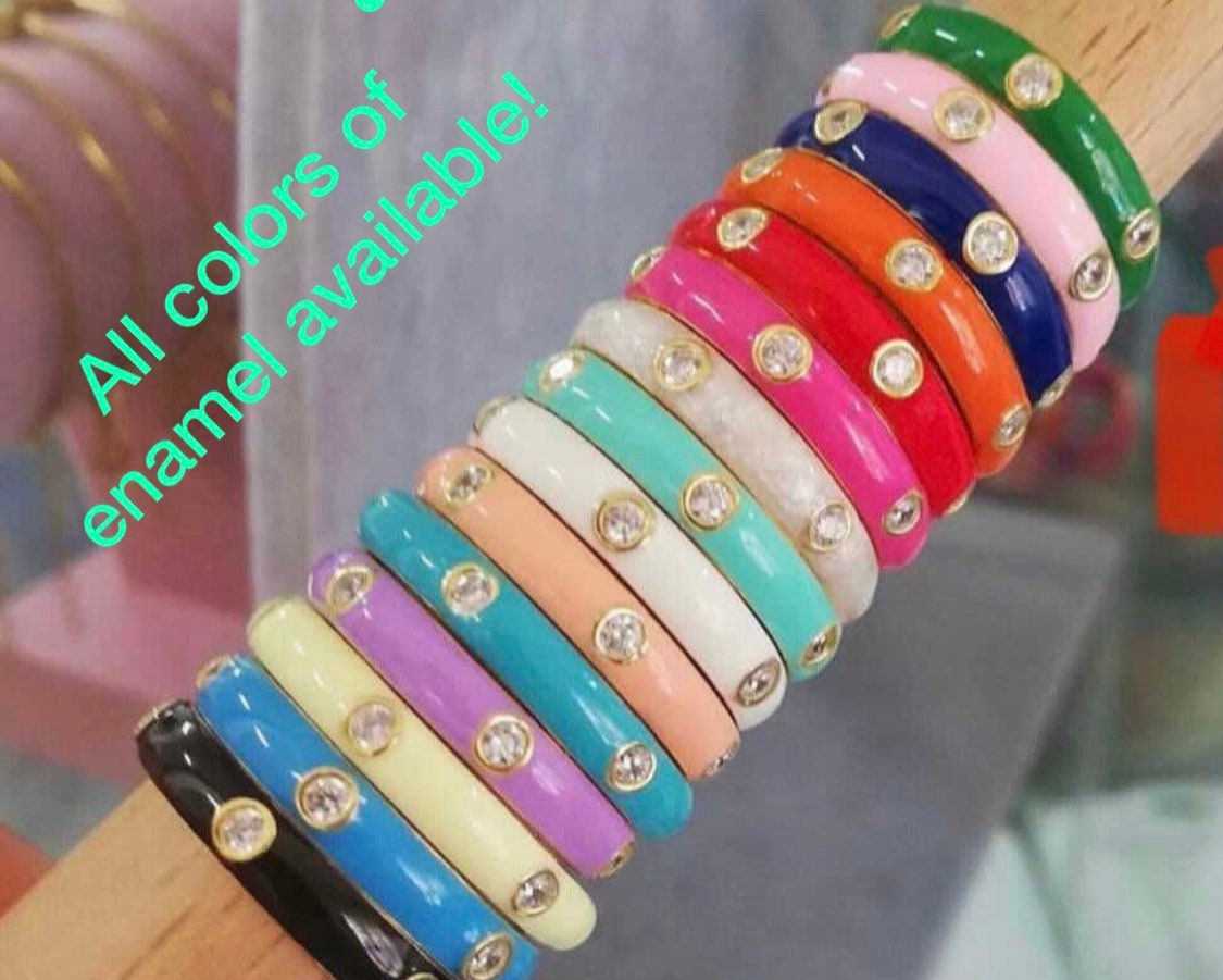 NEW personalized pave outline enamel name bracelets. Custom enamel bracelet. Personalized enamel bubble bracelet