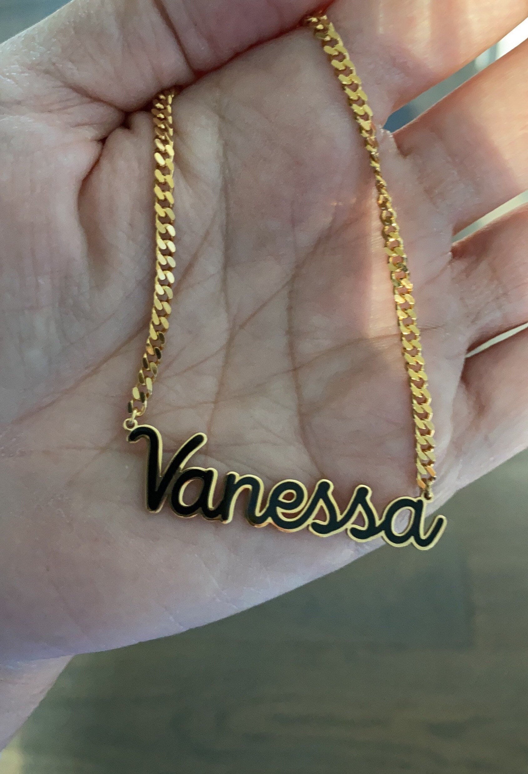 Personalized Heather Curb link necklace. Enamel custom curban link choker. Enamel Name necklace. cuban link/chain link name necklace.