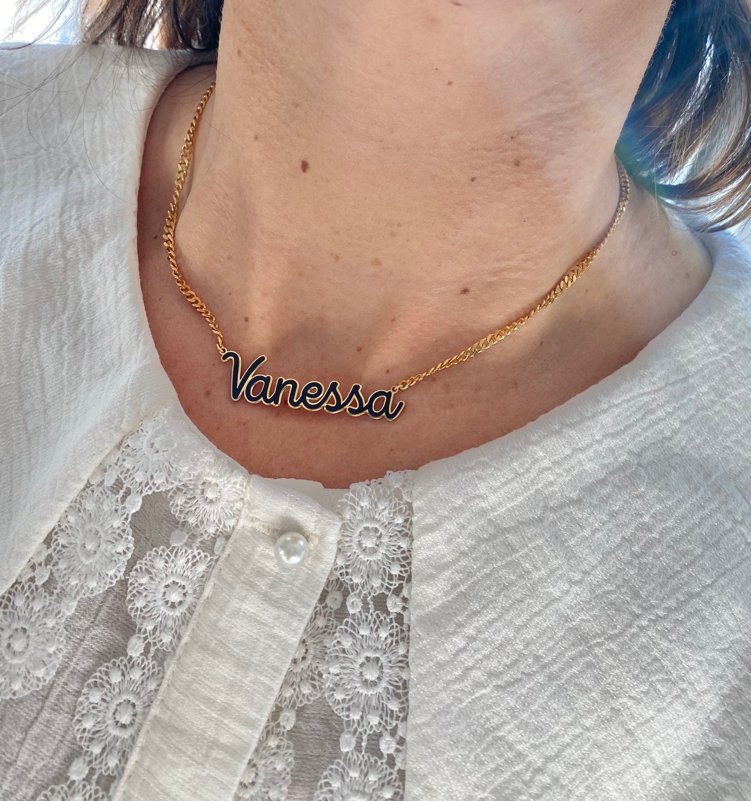 Personalized Heather Curb link necklace. Enamel custom curban link choker. Enamel Name necklace. cuban link/chain link name necklace.