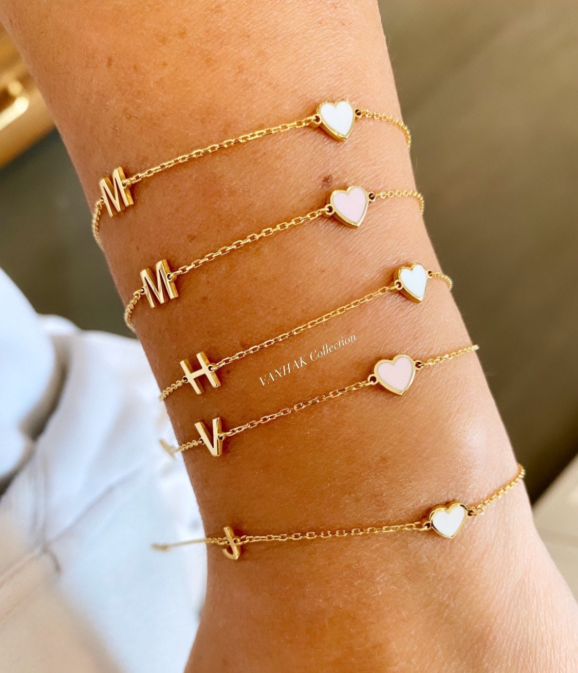 Initial heart bracelet. Initial plus enamel heart bracelet. Custom initial heart bracelet. Personalized bracelets.