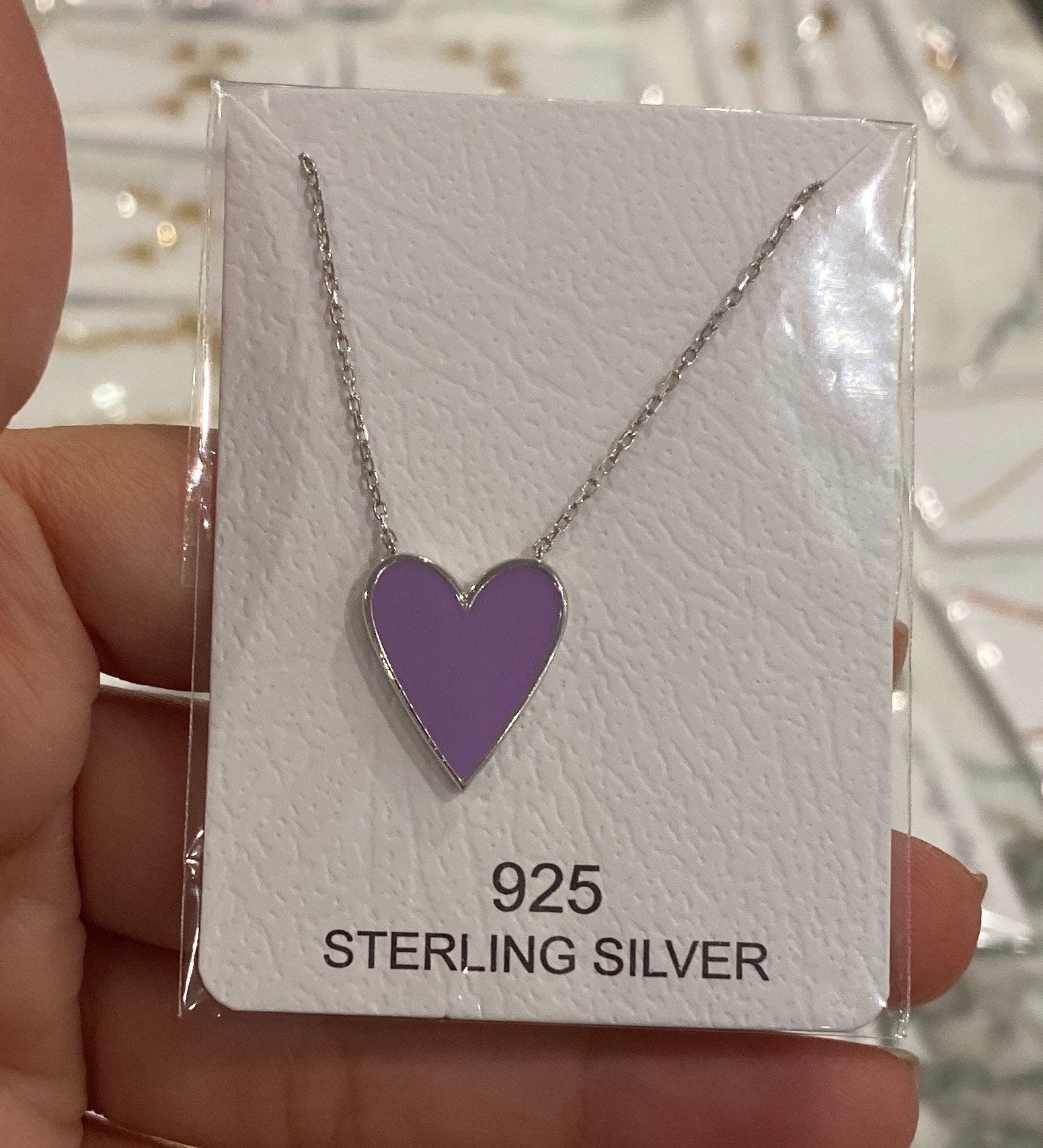 Sterling silver and gold plated heart enamel necklace. Enamel heart necklace. Enamel heart choker.