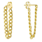 Chunky curb chain earrings. Chain link earrings. Cuban link chain earrings. Sterling silver gold plated. Curb chain drop earring.