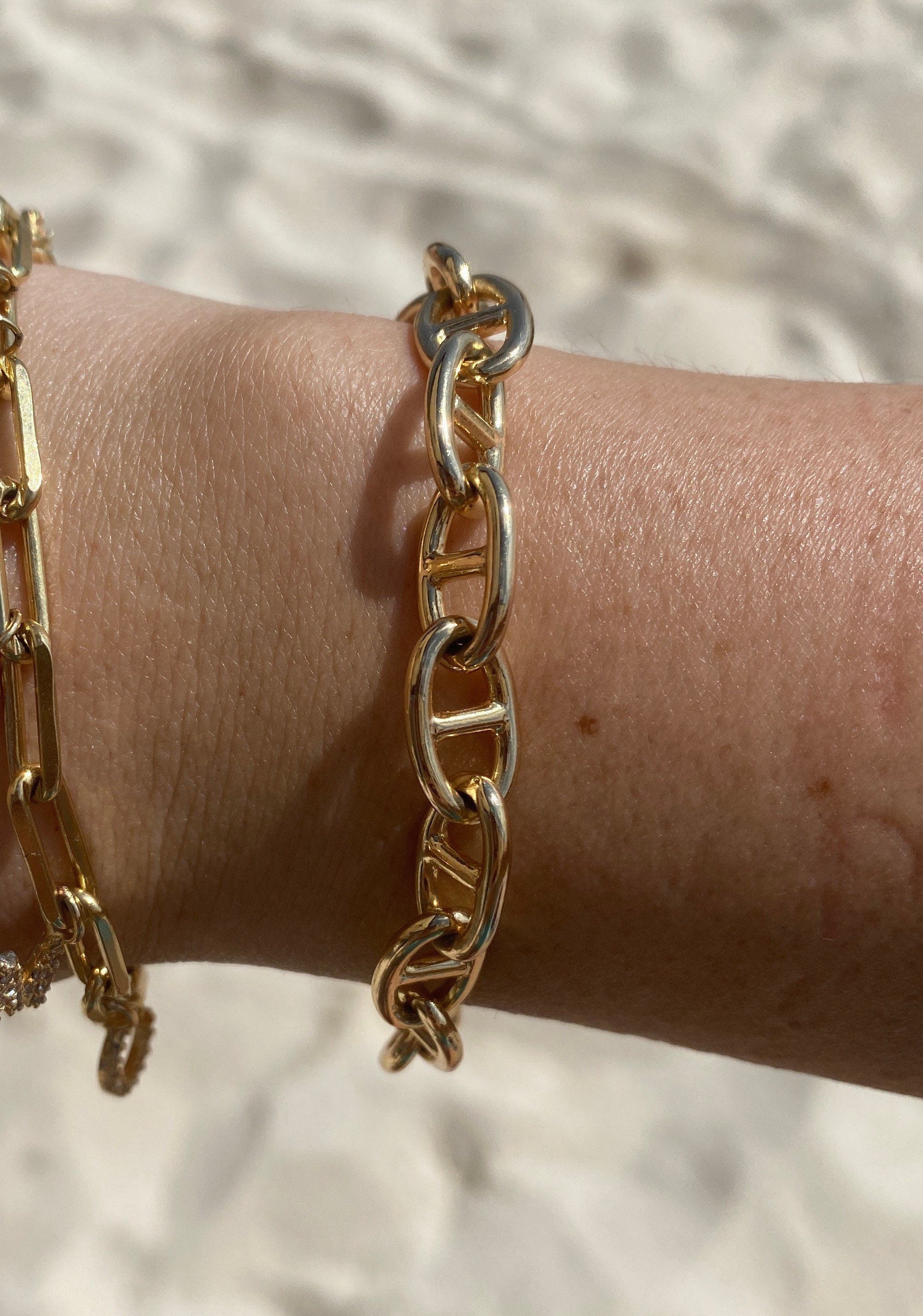 18K Gold filled mariner link bracelets in color gold. mariner bracelet in gold or silver. Chain link bracelet.
