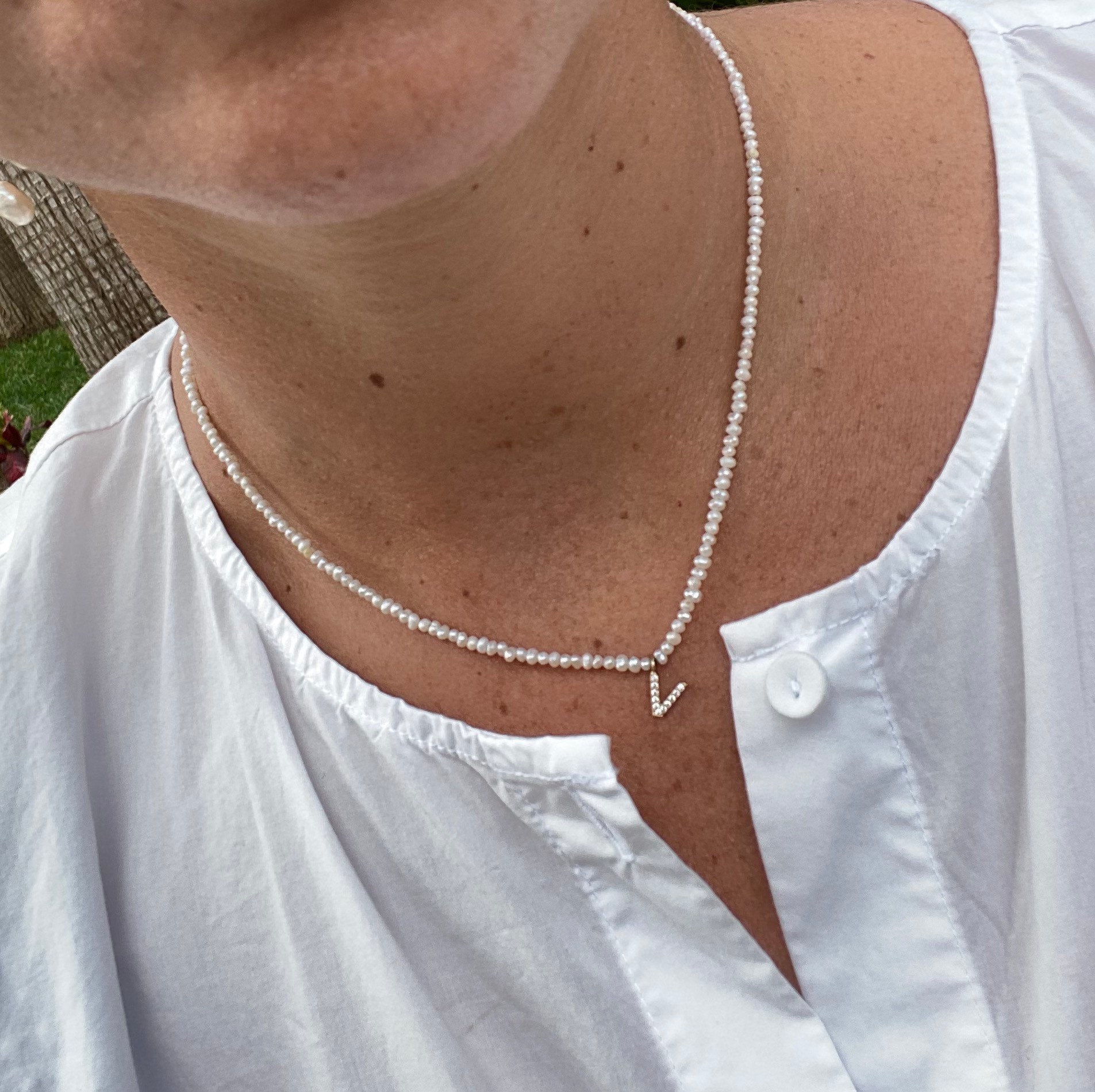 New Initial Pearl necklace| Initial pearl choker | Sofie pearl necklace |Trendy choker | Pave initial necklace | Personalized necklace