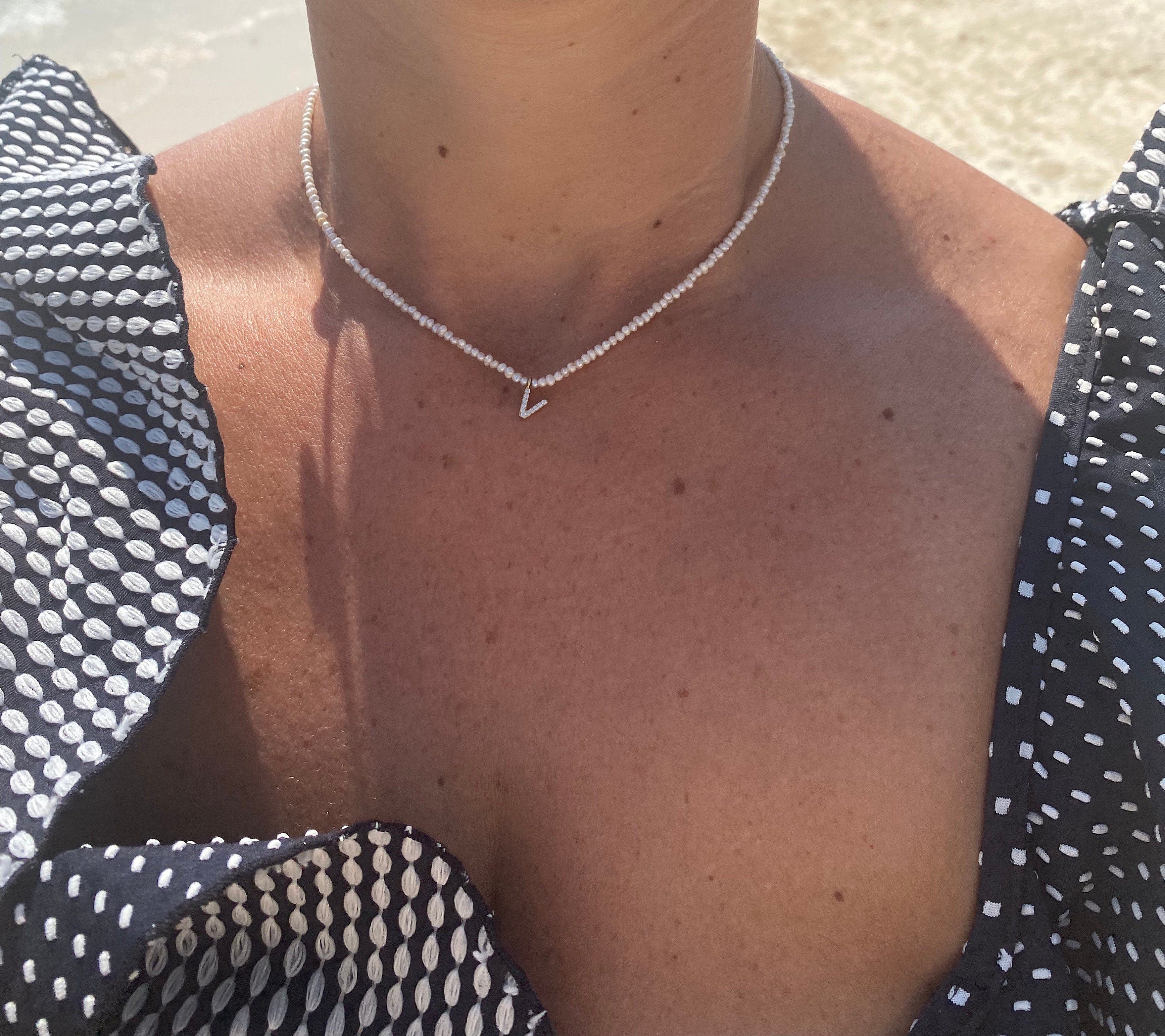 New Initial Pearl necklace| Initial pearl choker | Sofie pearl necklace |Trendy choker | Pave initial necklace | Personalized necklace
