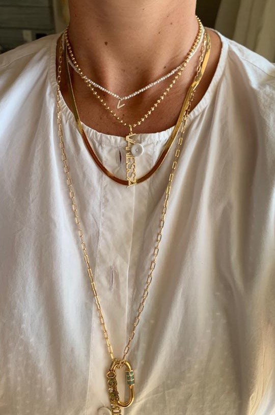 New Initial Pearl necklace| Initial pearl choker | Sofie pearl necklace |Trendy choker | Pave initial necklace | Personalized necklace