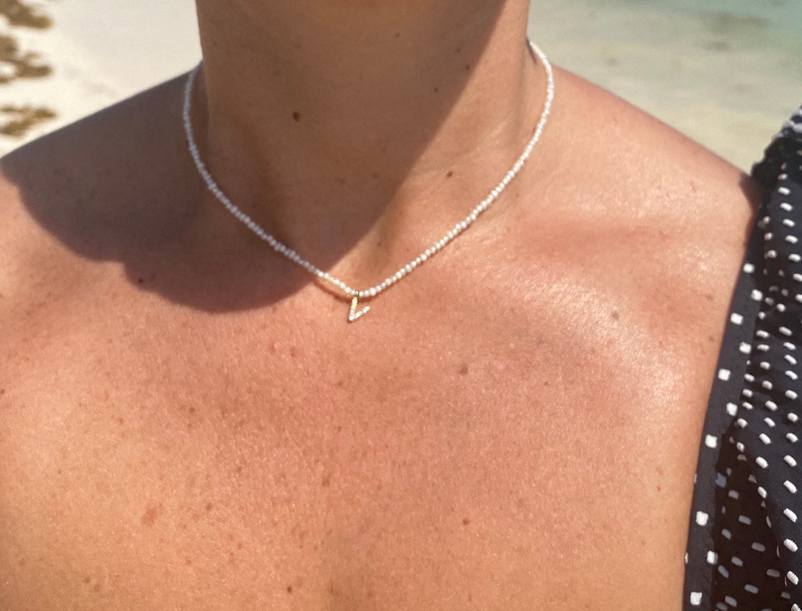 New Initial Pearl necklace| Initial pearl choker | Sofie pearl necklace |Trendy choker | Pave initial necklace | Personalized necklace