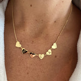 Hearts name necklace. Hearts letters / initials necklace. Sterling silver and 14K gold plated. Gold or silver.