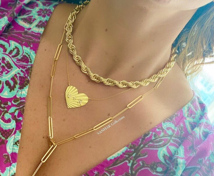 18K gold-filled large link choker l gold-filled mega link paper clip chain necklaces l Gold Chain necklaces l Mega link chain necklace.
