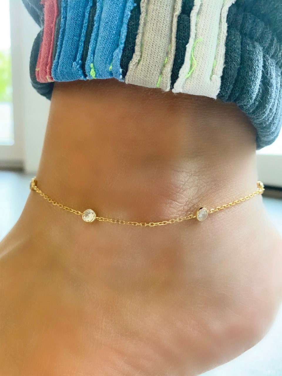 Diamond by the yard anklet | Chaya Raichik anklet | sterling silver gold plated anklet |