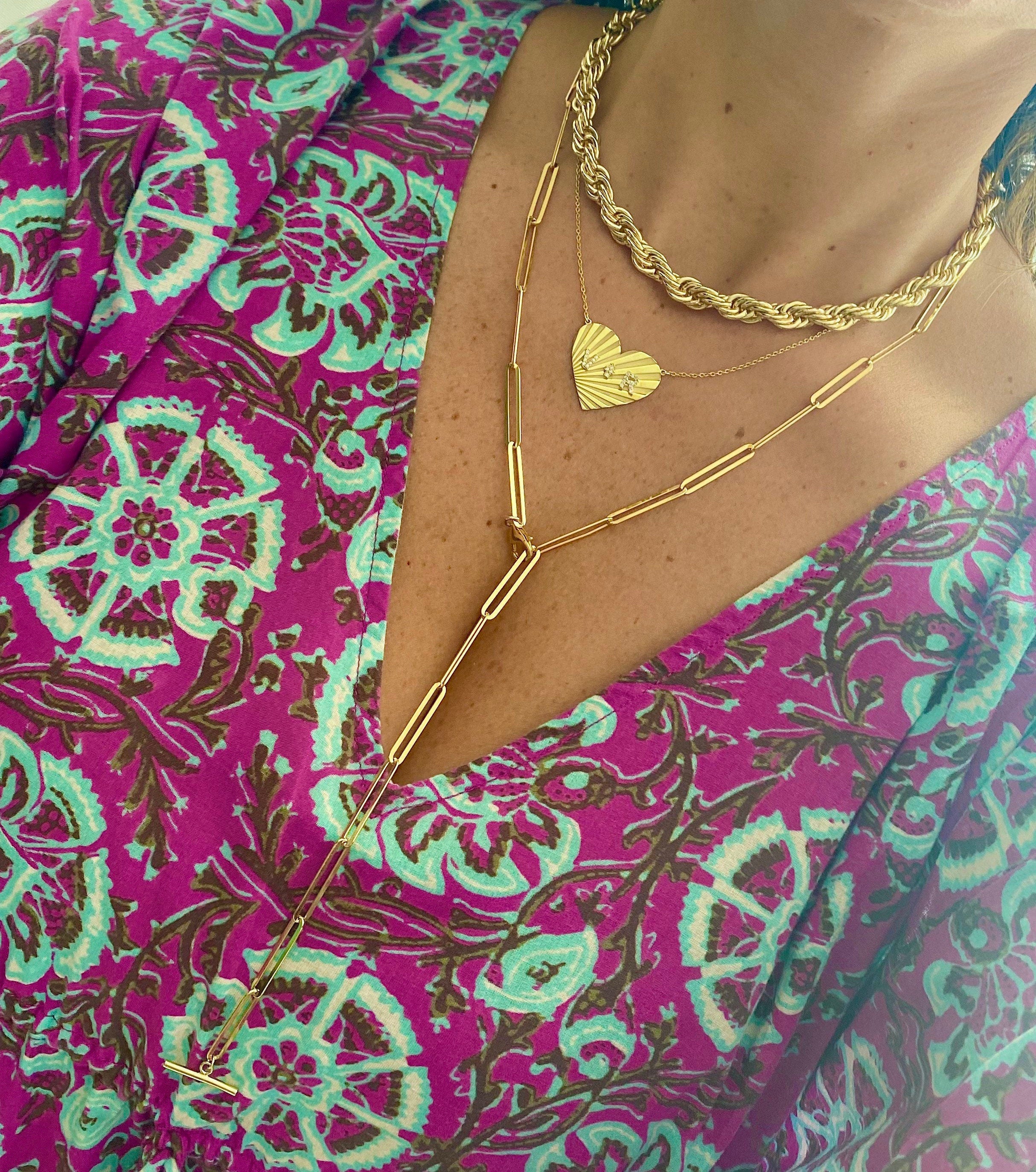 18K gold-filled large link choker l gold-filled mega link paper clip chain necklaces l Gold Chain necklaces l Mega link chain necklace.