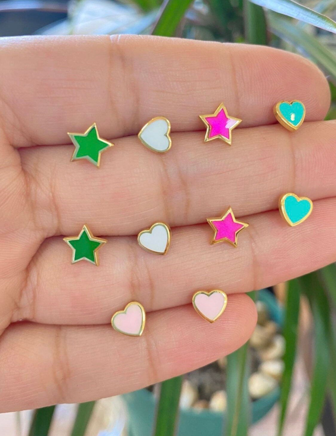 Butterfly enamel earrings | Star enamel earrings | Heart enamel earrings | heart studs | butterfly studs | star studs