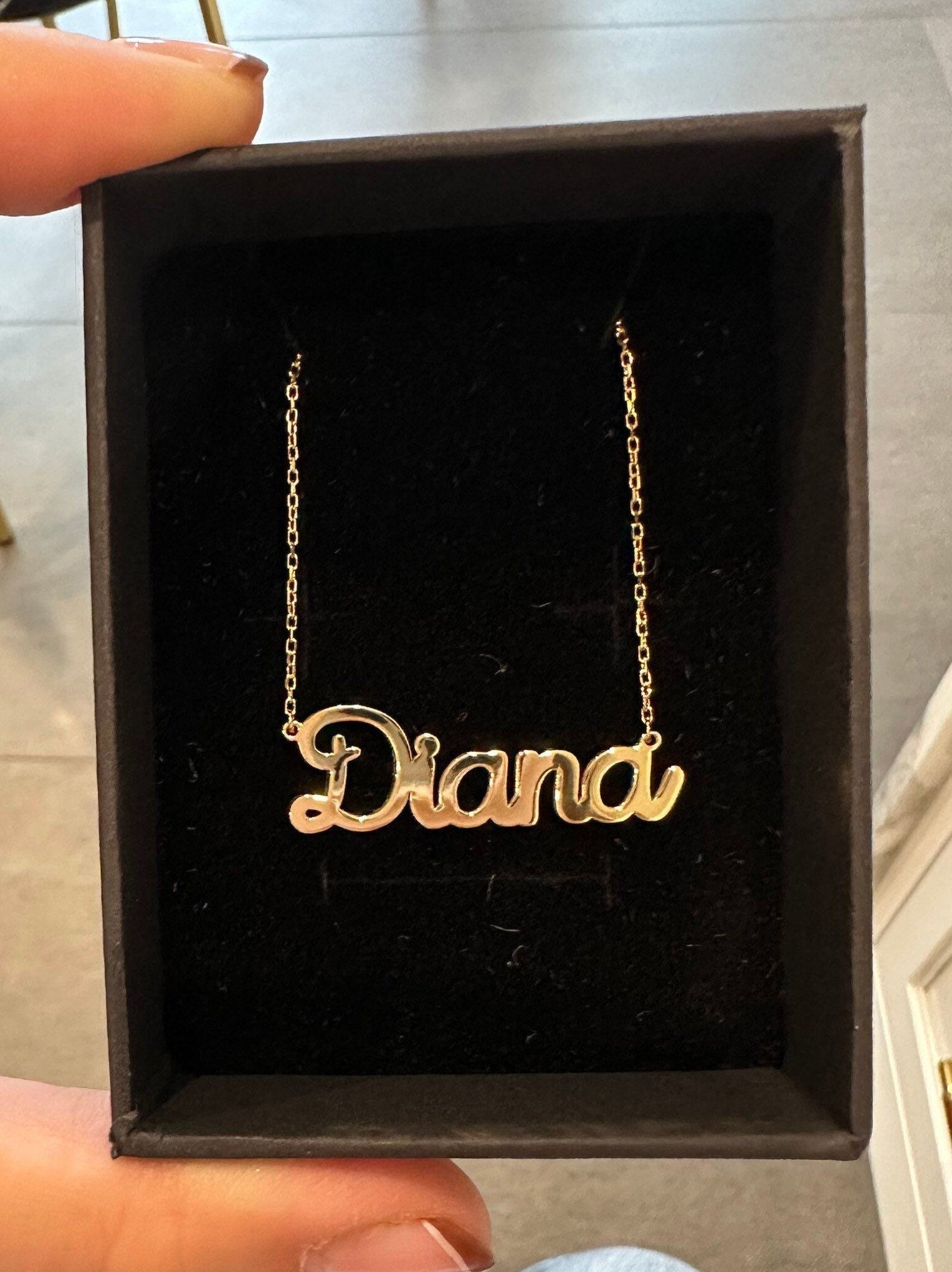 Sterling silver 14K gold plated Script Diana Nameplate Necklace | Name Necklace | Personalized script Jewelry | custom name necklace