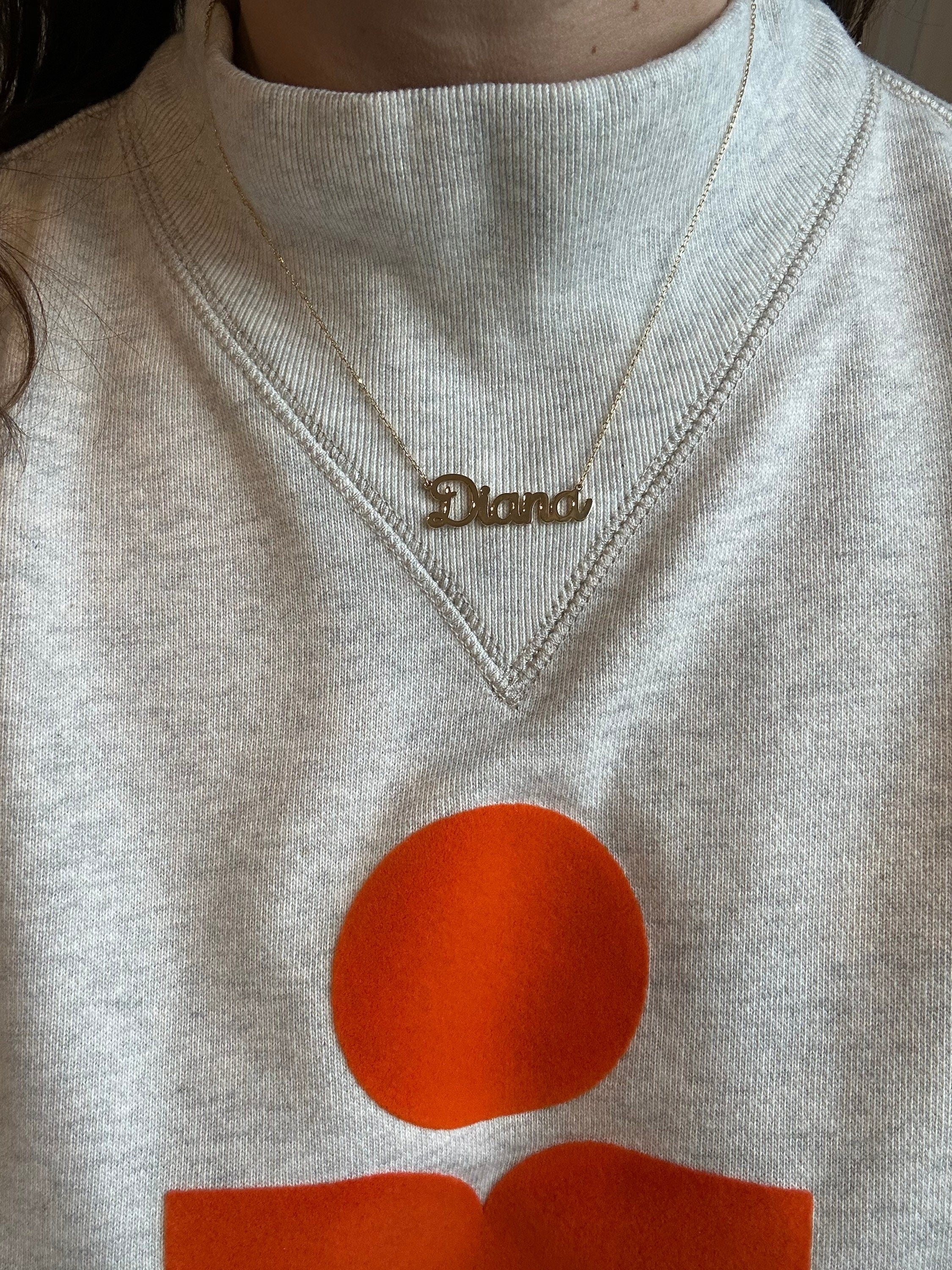 Sterling silver 14K gold plated Script Diana Nameplate Necklace | Name Necklace | Personalized script Jewelry | custom name necklace