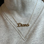 Sterling silver 14K gold plated Script Diana Nameplate Necklace | Name Necklace | Personalized script Jewelry | custom name necklace
