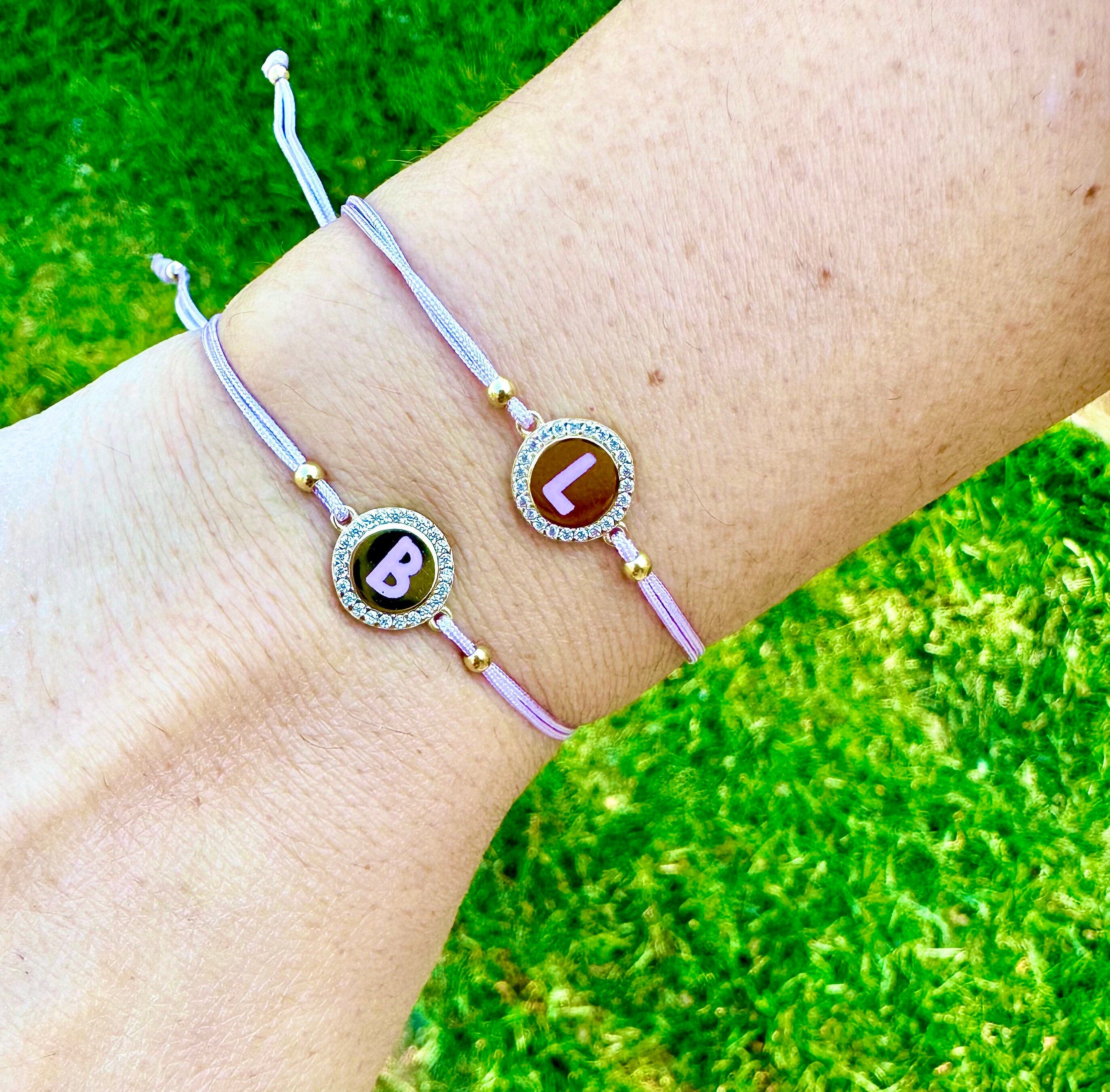 Initial string bracelet. Letter bracelet. Personalized string bracelet. Custom string bracelet. Enamel initial Chloe bracelet.