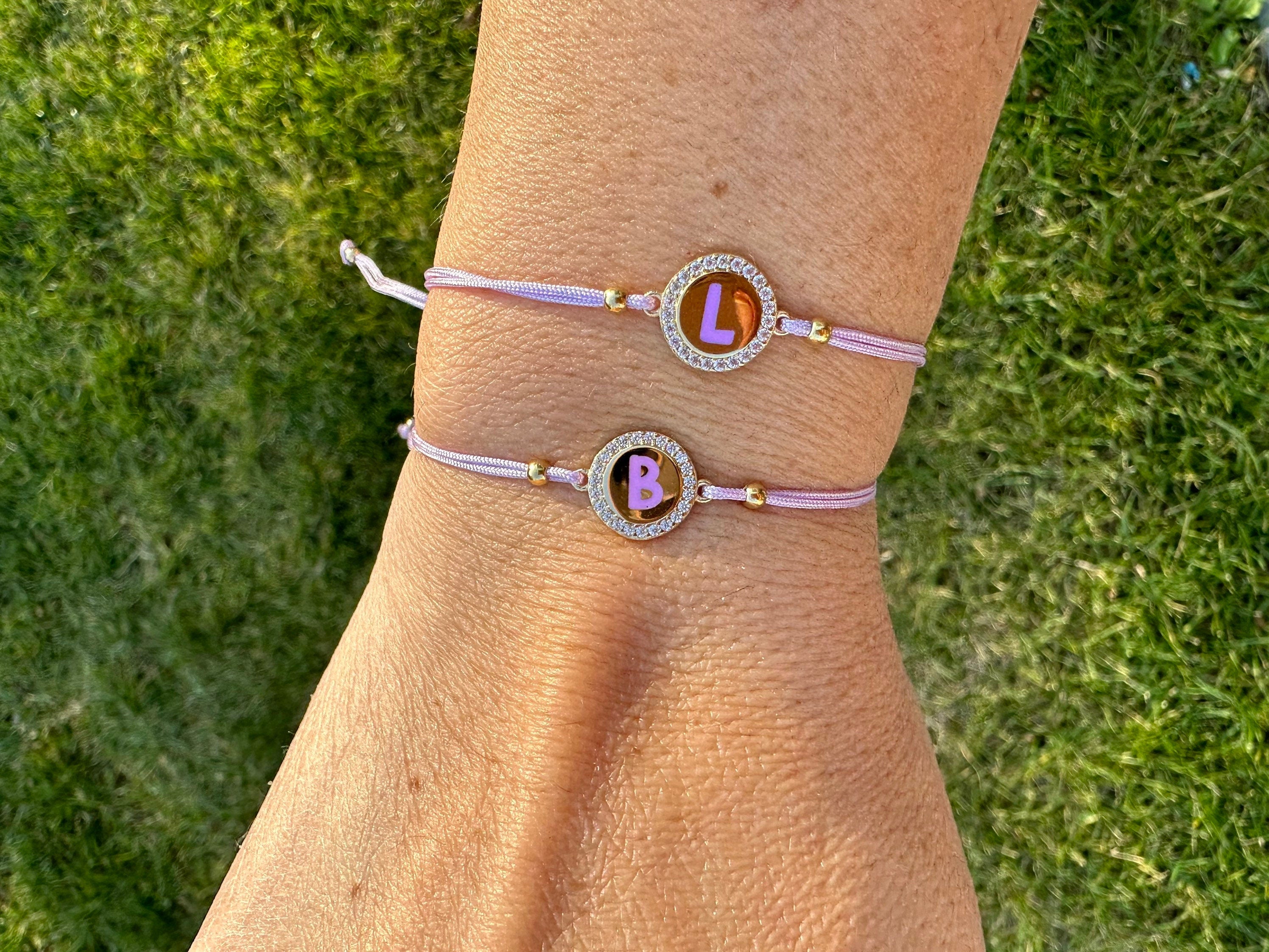 Initial string bracelet. Letter bracelet. Personalized string bracelet. Custom string bracelet. Enamel initial Chloe bracelet.