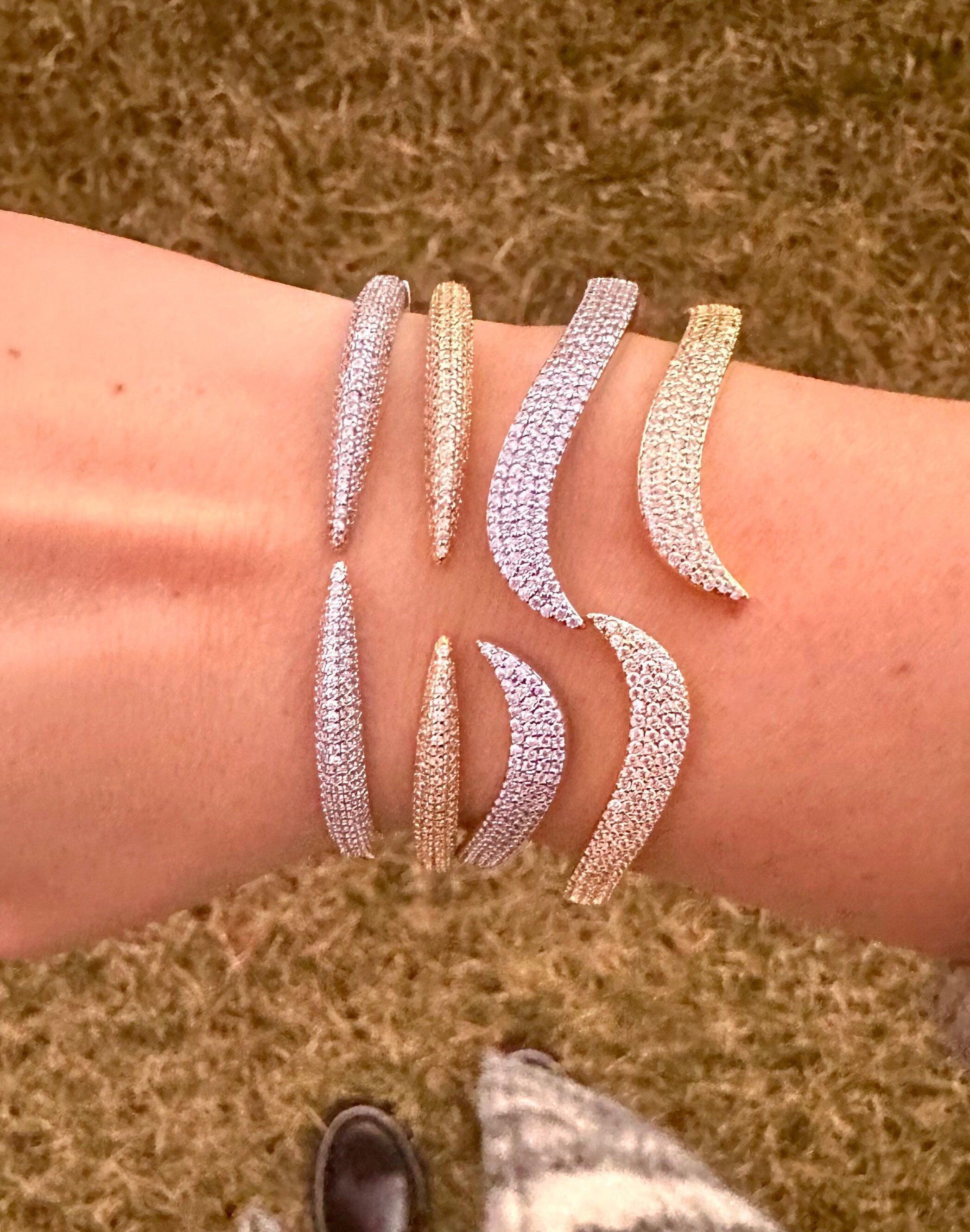 Gold filled Pave Wave Cuff | Pave Wave Bracelet | claw Cuff | claw Bangle | pave wave bangle | claw bracelet