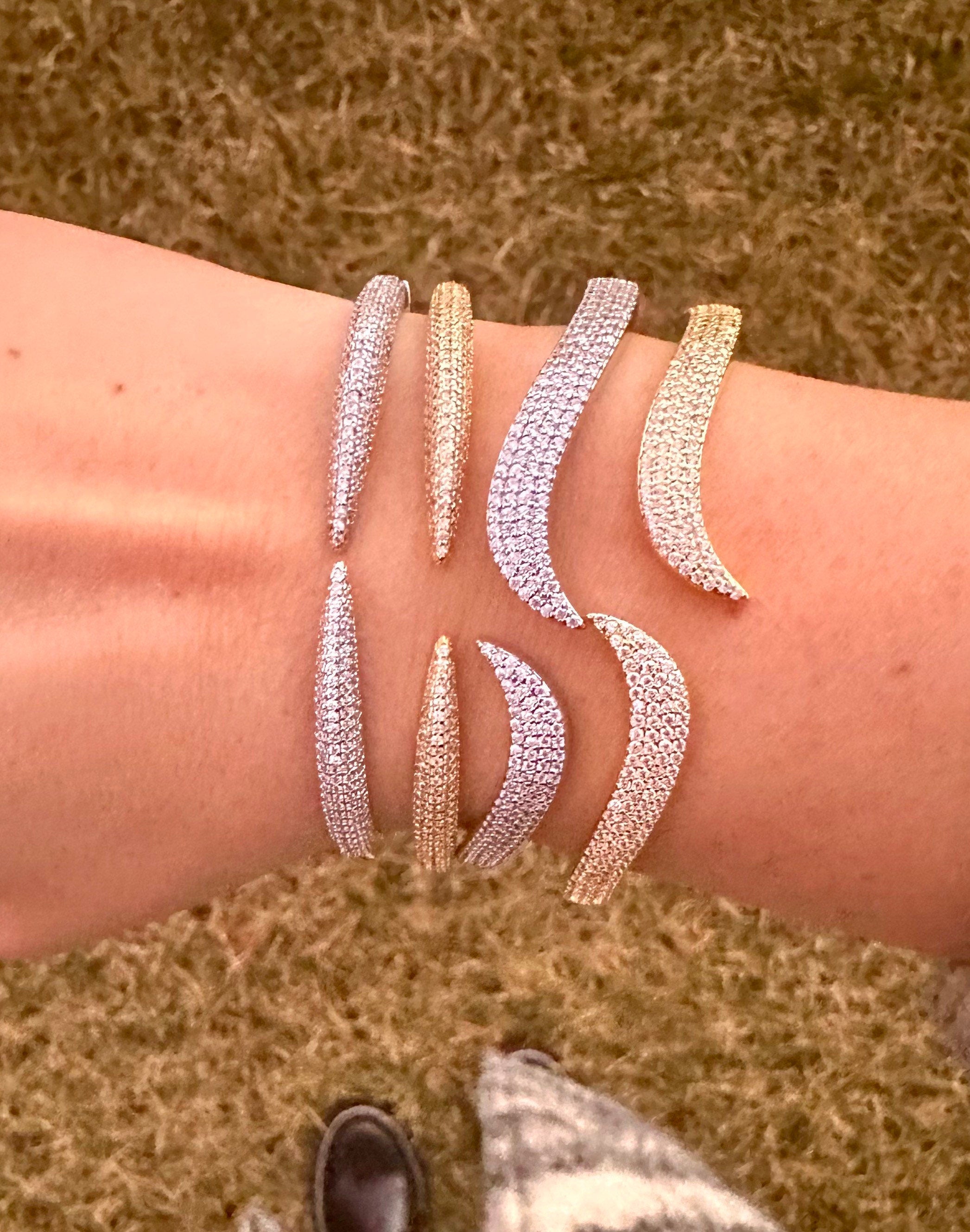 Gold filled Pave claw Cuff | Pave claw Bracelet | claw Cuff | pave claw Bangle | pave wave bangle | claw bracelet | claw bangle |