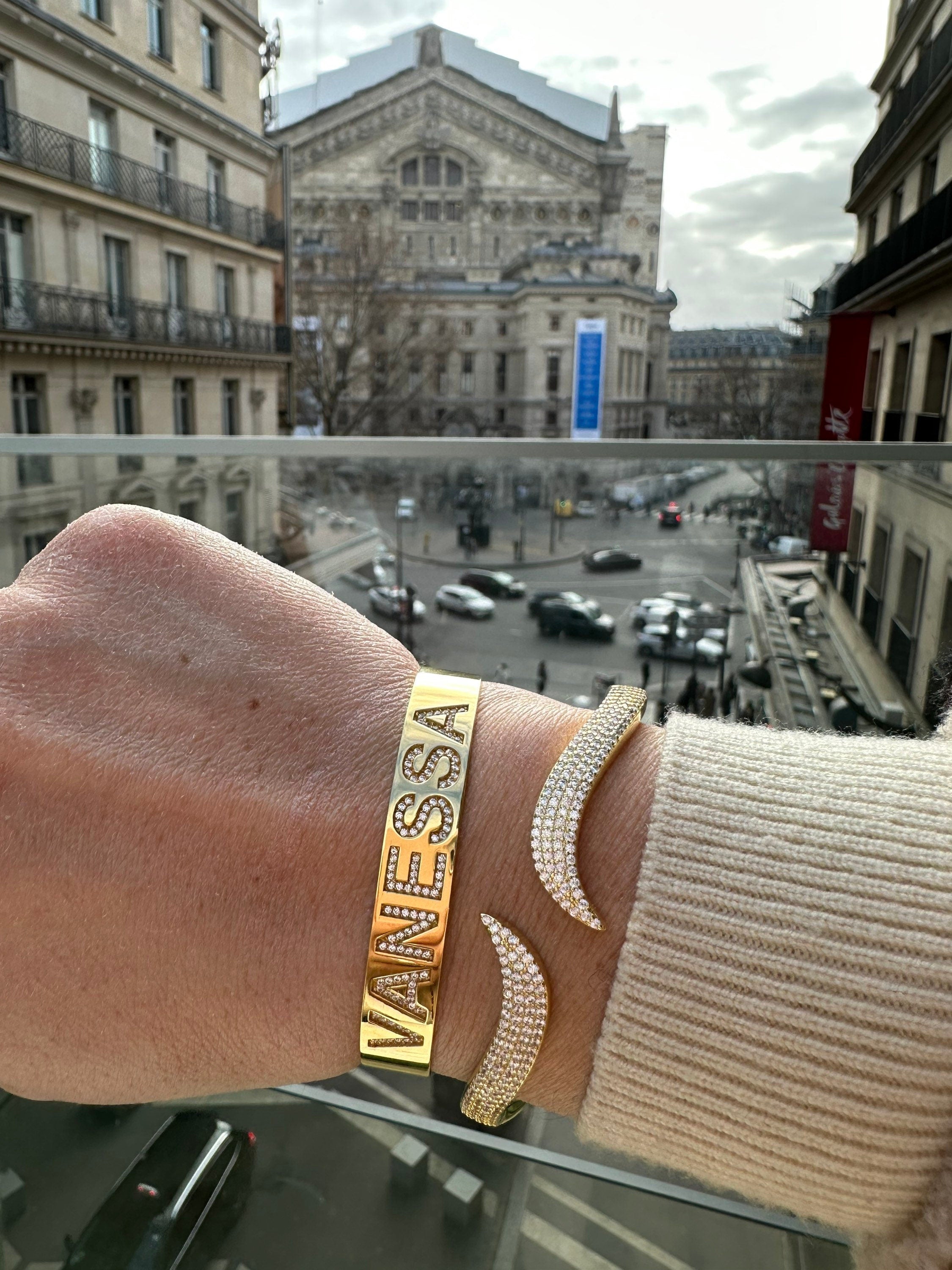 Gold filled Pave Wave Cuff | Pave Wave Bracelet | claw Cuff | claw Bangle | pave wave bangle | claw bracelet