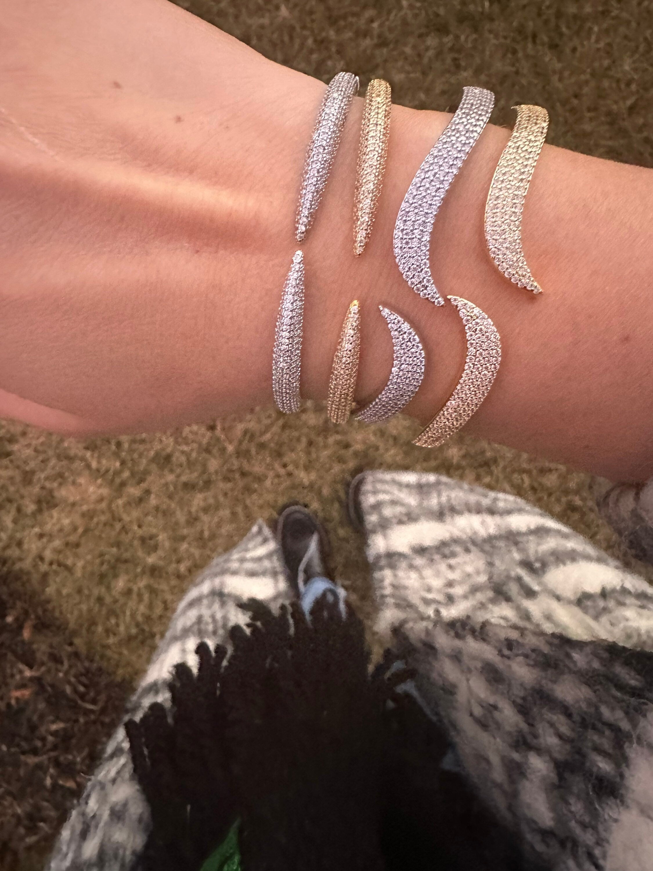 Gold filled Pave Wave Cuff | Pave Wave Bracelet | claw Cuff | claw Bangle | pave wave bangle | claw bracelet