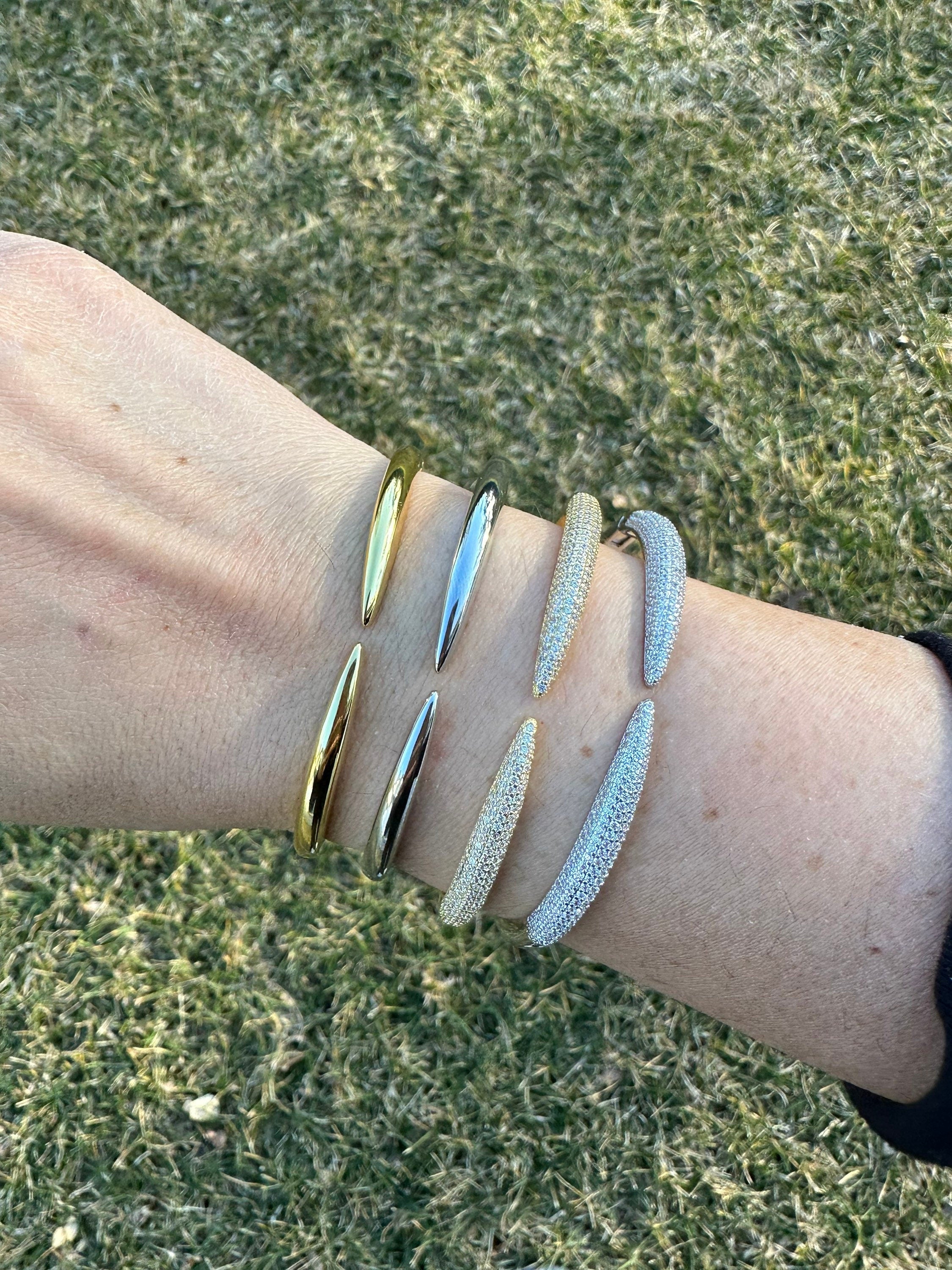 Gold filled Pave claw Cuff | Pave claw Bracelet | claw Cuff | pave claw Bangle | pave wave bangle | claw bracelet | claw bangle |