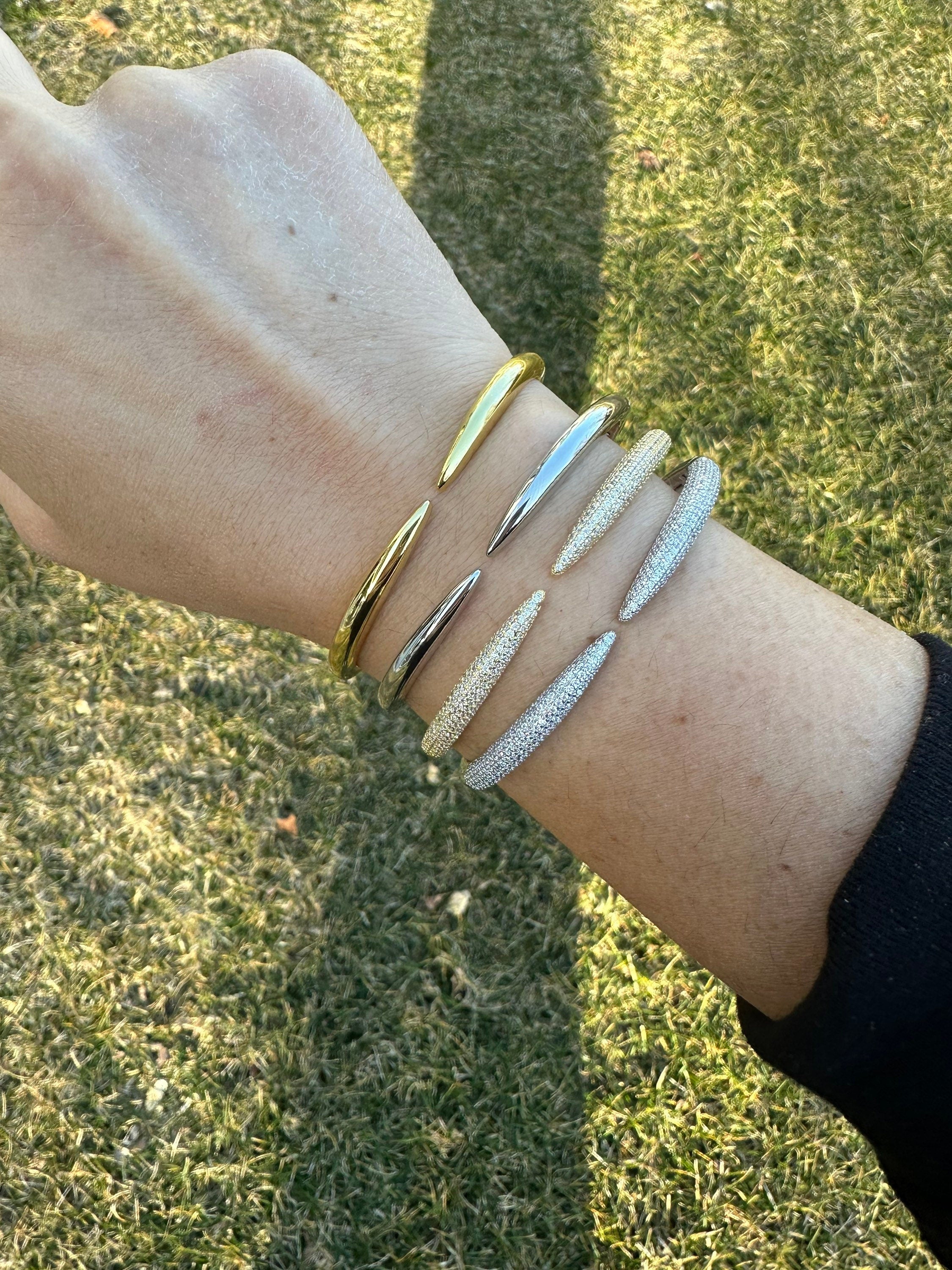 Gold filled Pave claw Cuff | Pave claw Bracelet | claw Cuff | pave claw Bangle | pave wave bangle | claw bracelet | claw bangle |