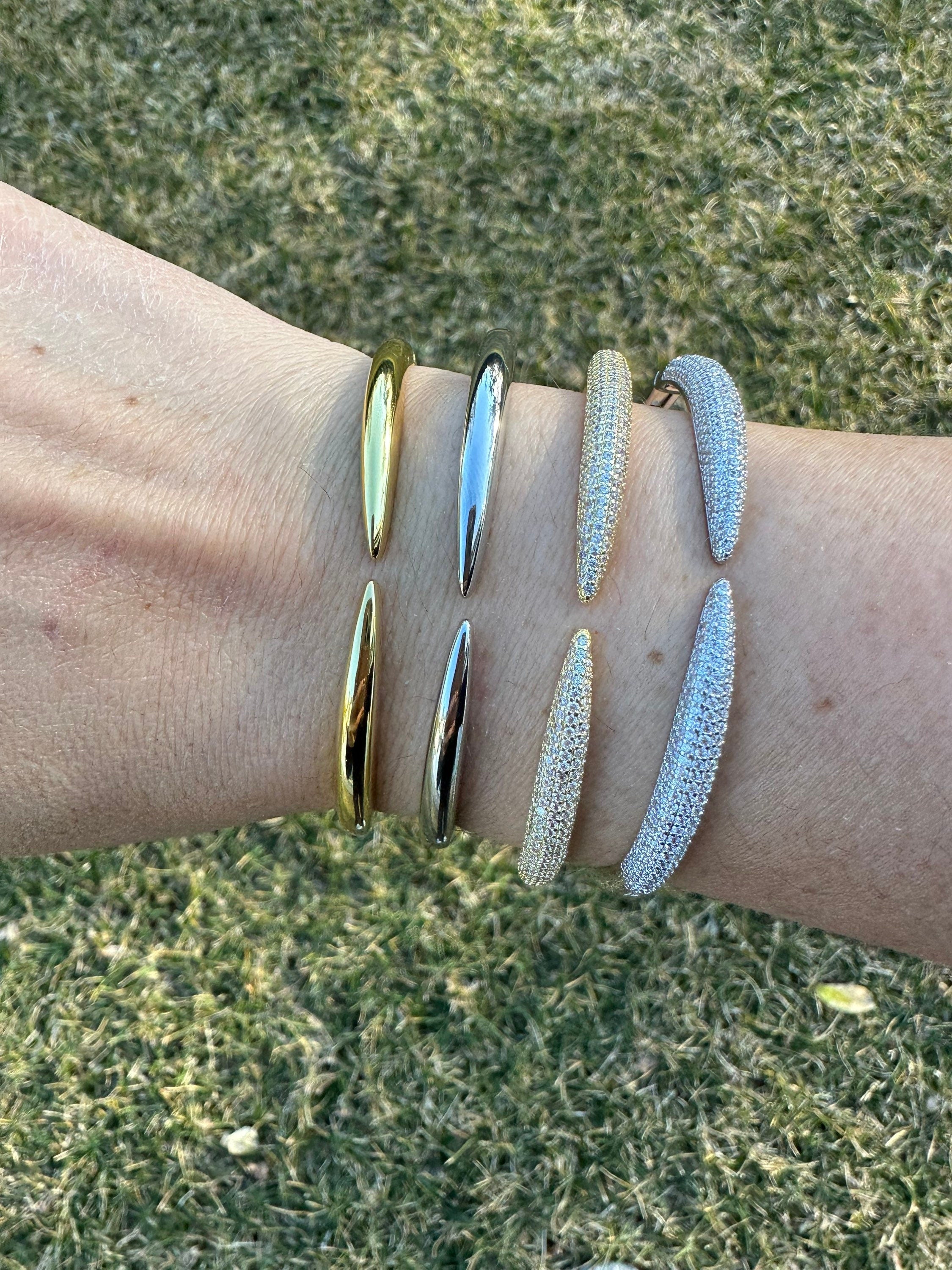 Gold filled Pave claw Cuff | Pave claw Bracelet | claw Cuff | pave claw Bangle | pave wave bangle | claw bracelet | claw bangle |