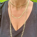 18K gold-filled flat mariner link choker l Mariner chain necklace l Gold Chain necklaces l Flat mariner chain necklace in gold or silver