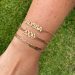 Cuban link personalized year bracelet | personalized curb link custom bracelet | year bracelet