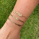 Cuban link personalized year bracelet | personalized curb link custom bracelet | year bracelet