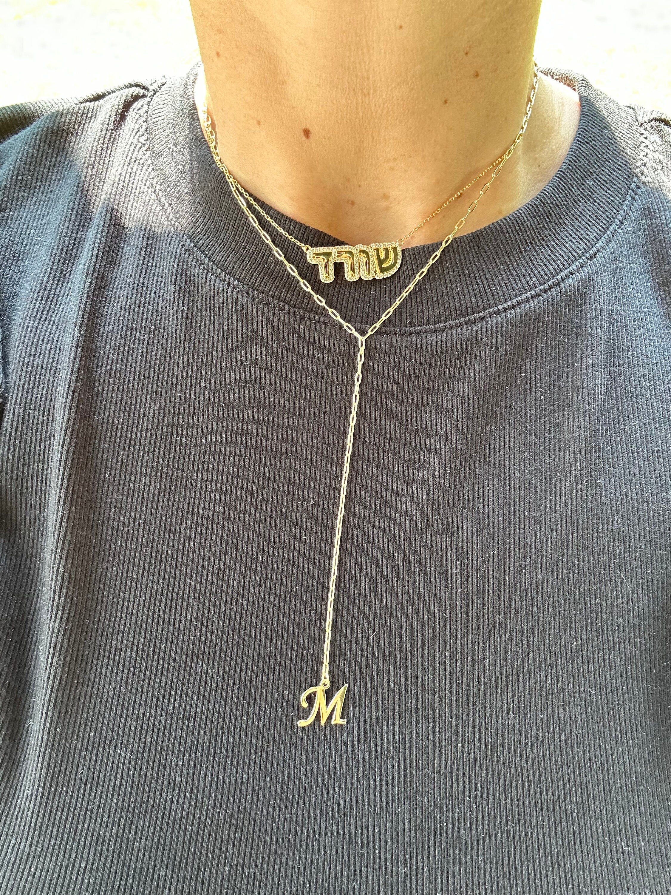14k gold plated paper clip initial lariat l gold plated link initial chain necklaces l Paper clip chain necklace with your initial