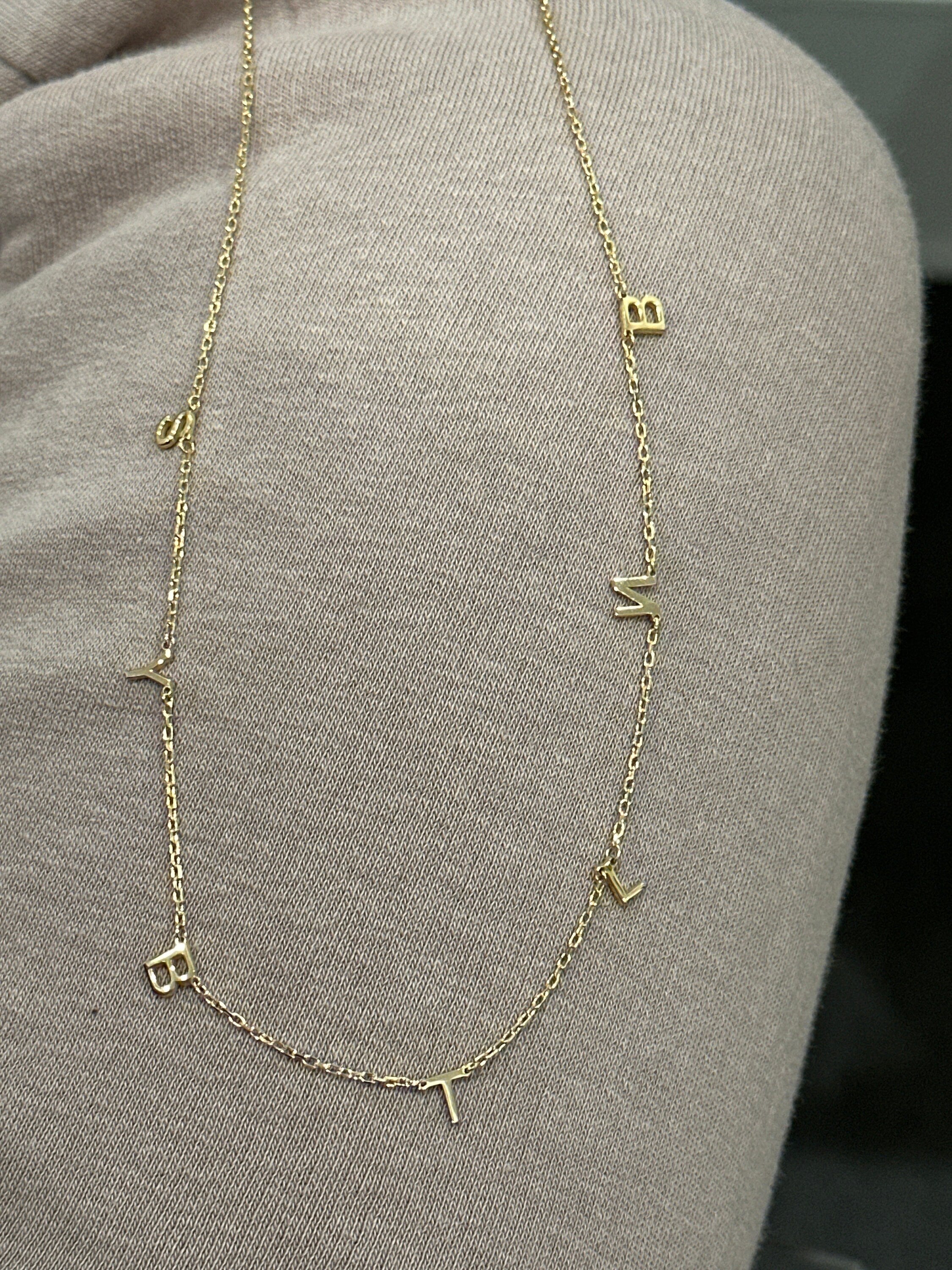 Multiple initial necklace | 1 2 3 4 5 6 7 8 9 10 initials | Sterling Silver 14K Gold Plated | Personalized mommy necklace | family necklace