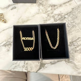 Cuban link personalized year bracelet | personalized curb link custom bracelet | year bracelet