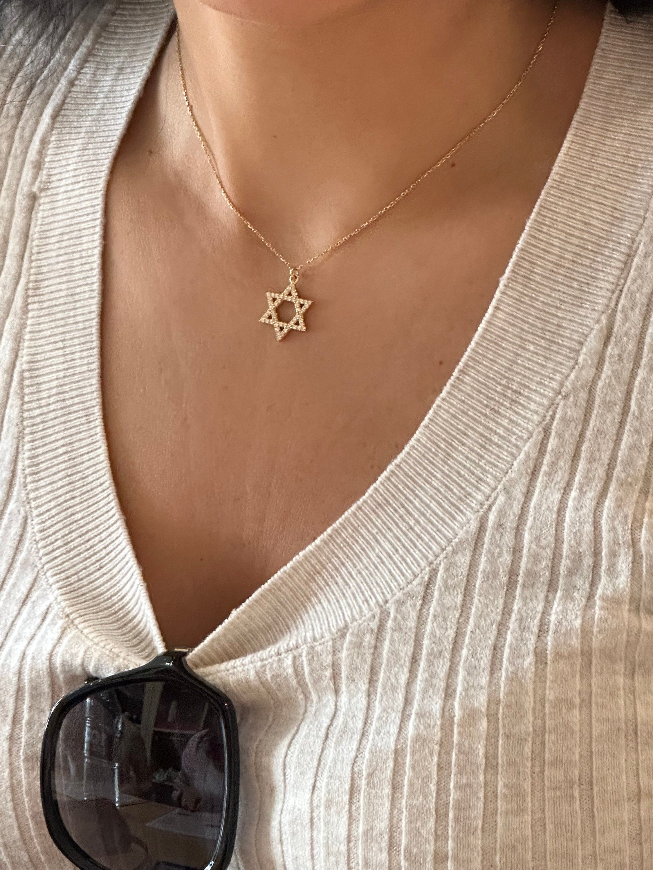 Star of David necklaces | Jewish star necklace | Pave Jewish star necklace | Star of David pave necklace | Magen David Necklace