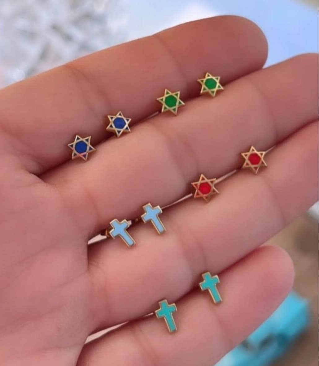 Butterfly enamel earrings | Star enamel earrings | Heart enamel earrings | heart studs | butterfly studs | star studs | Magen David earrings