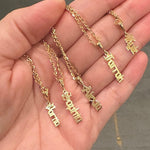 Old English/gothic vertical nameplate. Custom nameplate. Personalization Kyle necklace. Personalized nameplate. As seen on Kyle Richards.