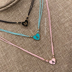 Enamel heart initial string necklace | Sterling Silver 14K Gold Plated | enamel heart personalized necklace | initial necklace on string