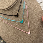 Enamel heart initial string necklace | Sterling Silver 14K Gold Plated | enamel heart personalized necklace | initial necklace on string