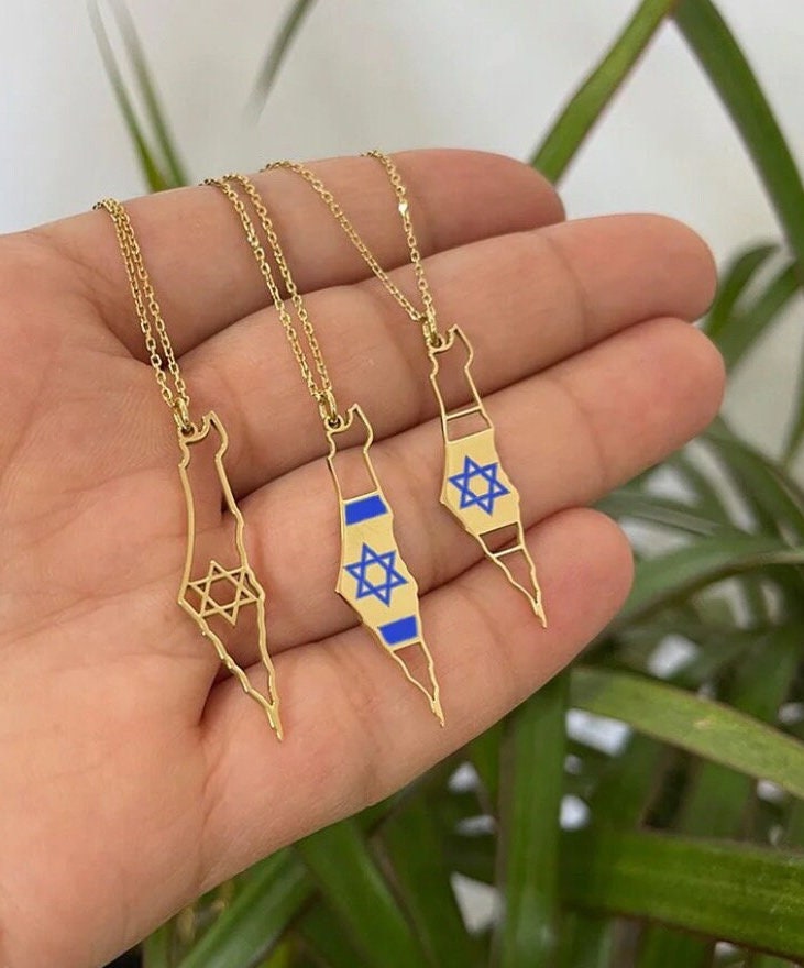 Cut out Star of David Map of Israel necklace | Map of Israel choker | cut out Jewish Star Israel necklace | star of david israel necklace