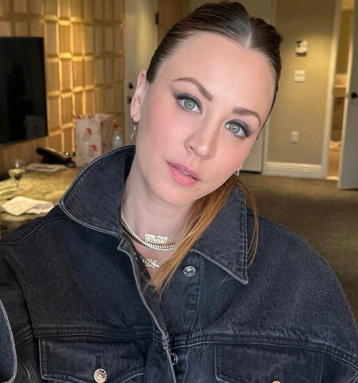 personalized pave outline necklace. As seen on Kaley Cuoco and Jamie Makeup. Personalized bubble necklace. Custom bubble name necklace.