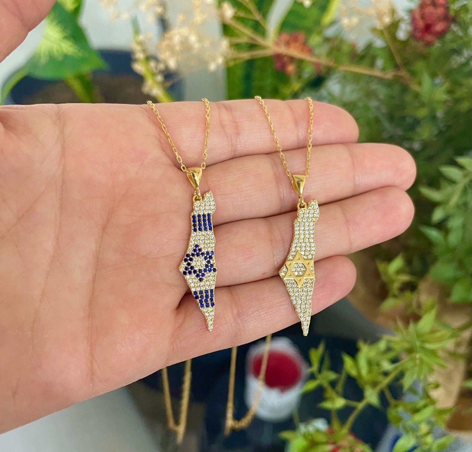 Pave map of Israel necklace | Israel choker | Israel necklace | map of Israel choker with diamonds | Pave Israel jewelry