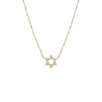 14K gold and diamonds pave jewish star necklace | 14K gold and diamonds pave Star of David necklace | Jewish star fine jewelry