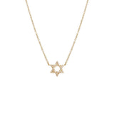 14K gold and diamonds pave jewish star necklace | 14K gold and diamonds pave Star of David necklace | Jewish star fine jewelry