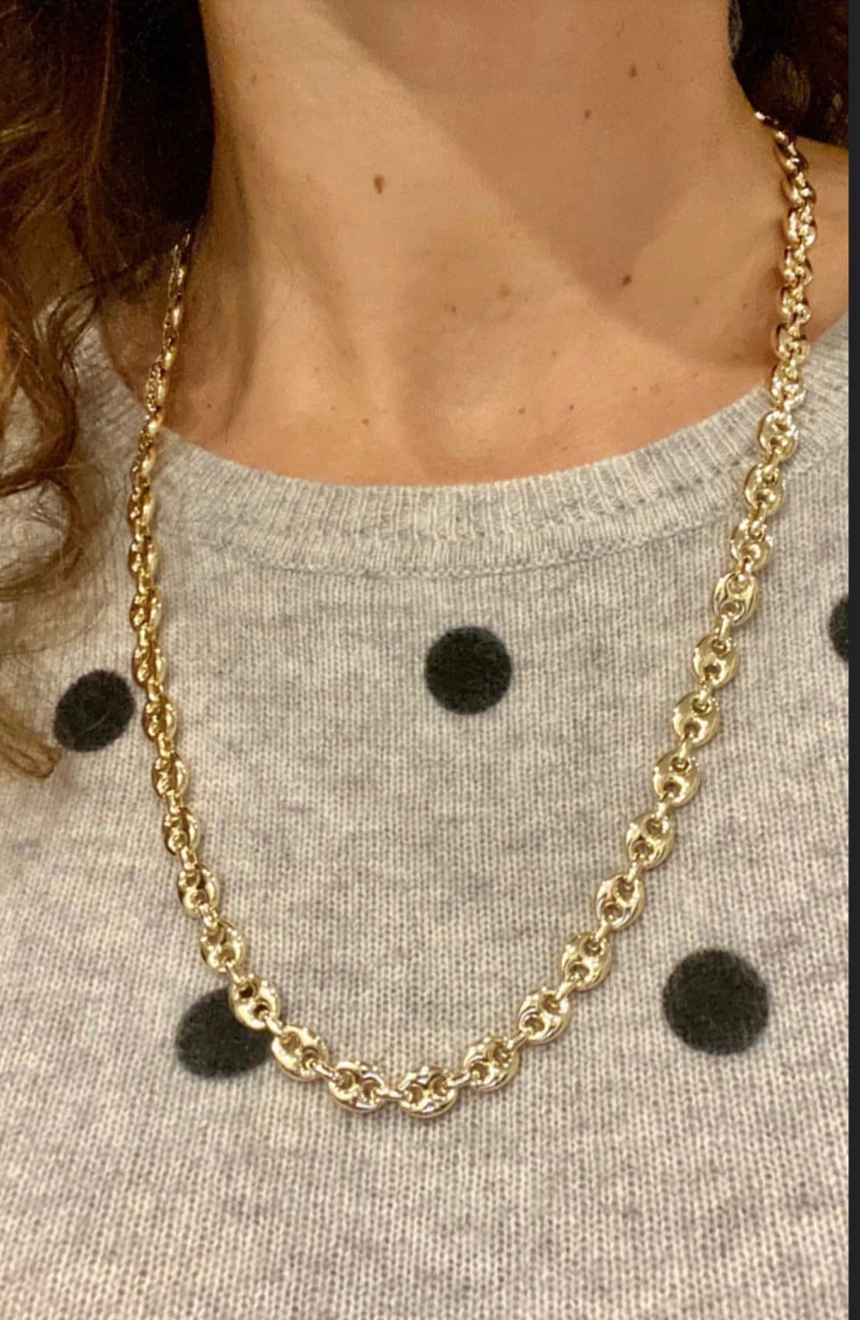 18K gold-filled puffed Mariner link choker | Mariner chain necklace | gold chain necklaces | puffed Mariner chain necklace gold and silver
