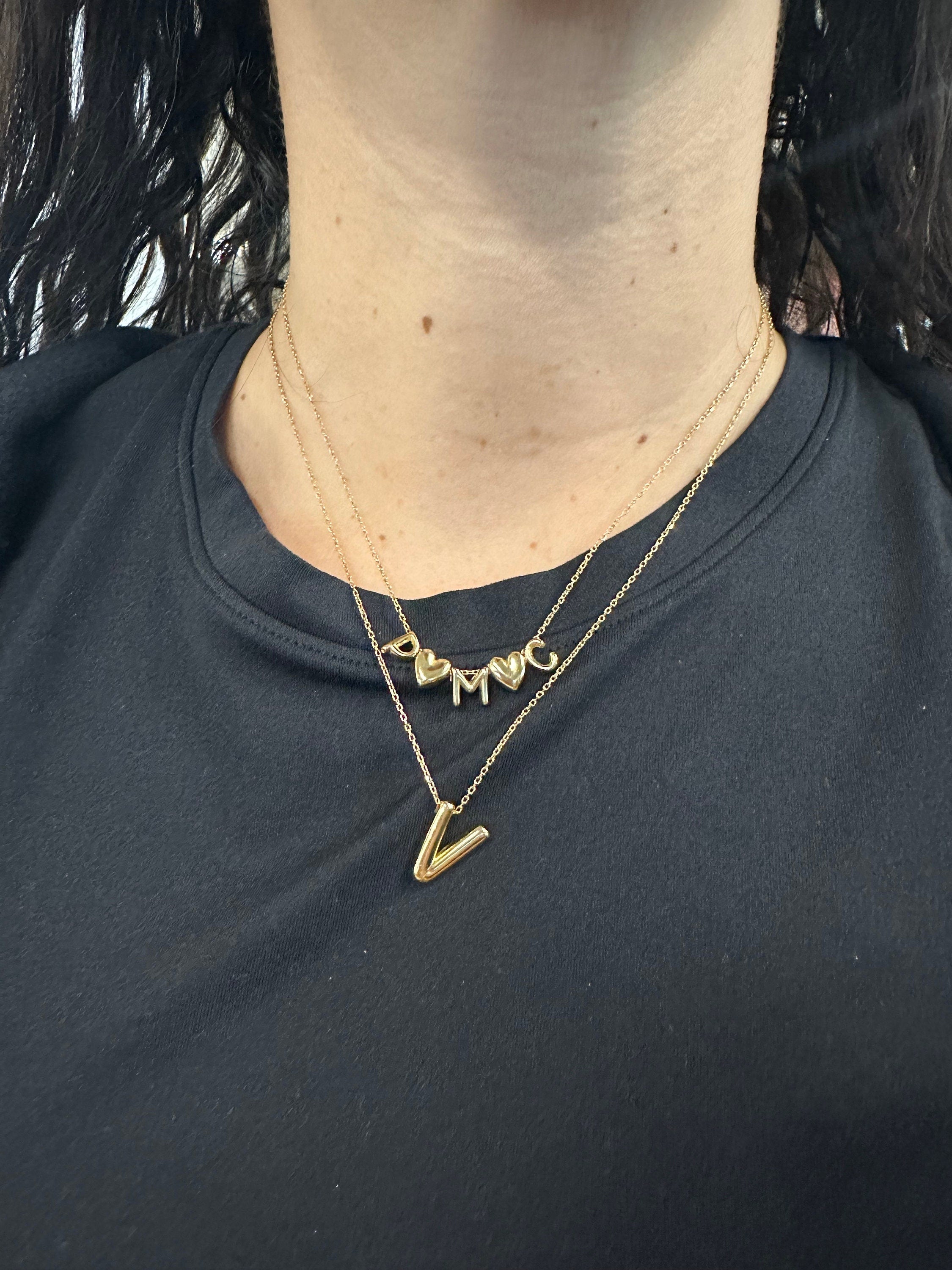 personalized mini 3D bubble necklace. Custom Pamela mini bubble necklace. Personalized bubble choker. Custom bubble name necklace.