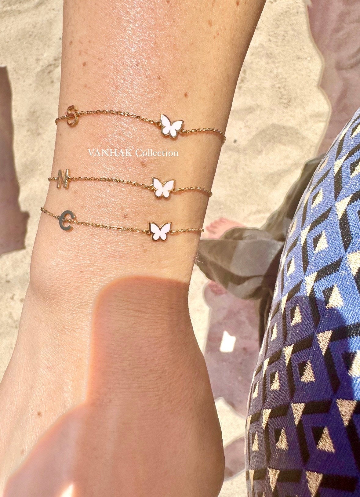 Initial butterfly bracelet. Initial plus enamel butterfly bracelet. Custom initial butterfly bracelet. Personalized bracelets.