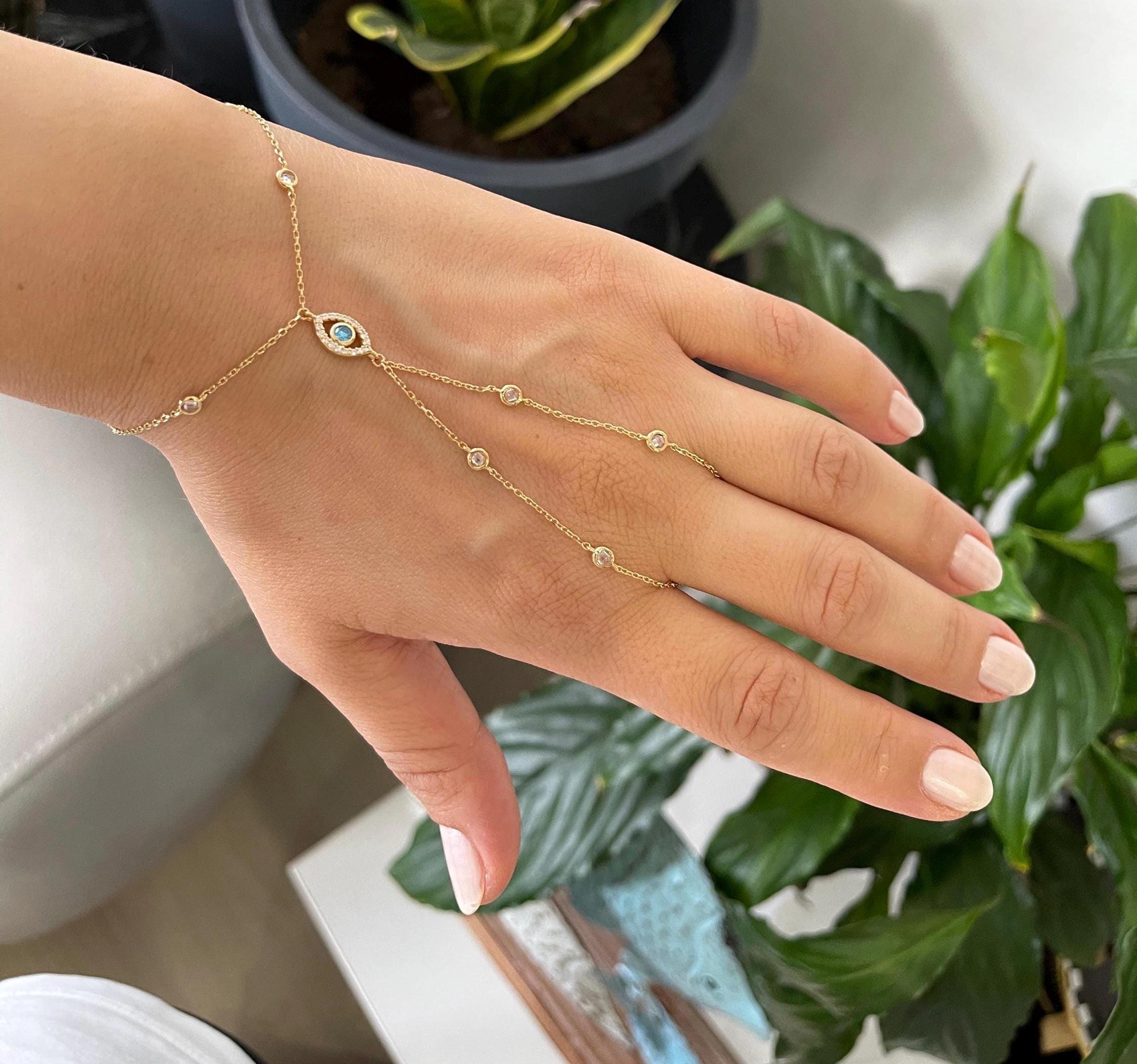 Sterling silver gold plated hand chains | Evil eye hand chain | Jewish star hand chain | Star of David hand chain | Personalized hand chain